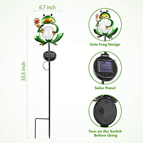 Litake Decorative Frog Garden Solar Lights Outdoor, Metal Frog Garden Decor for Outside Solar Stake Lights for Garden Lawn Ornaments Patio Yard Decorations