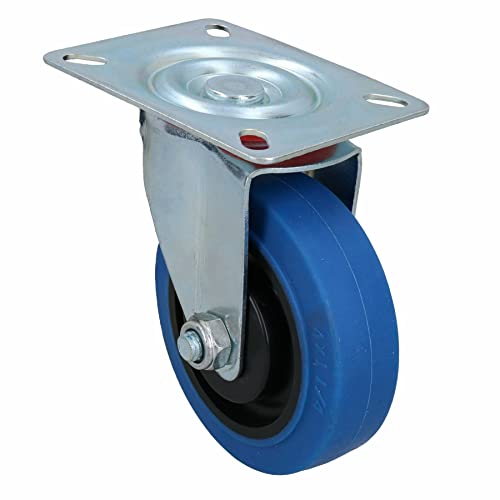 Roulette pivotante 100mm pneu caoutchouc élastique pour déplacer chariot
