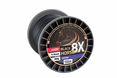 Jaxon Black Horse Catfish Wels - Hilo de pesca trenzado (bobina de 1000 m), grafito oscuro., 0,45mm / Tragkraft65kg