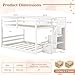 Giantex Full Over Full Bunk Bed with Stairs, Solid Wood Floor Bunk Bed with Storage Staircase & Full-Length Guardrails, Low Bunk Bed with for Kids, Teens, Adults, Dorm, Small Space, White