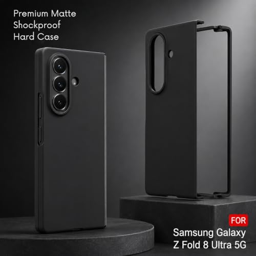 Image of amazon basics Slim Matte Hard PC Back Cover Case for Samsung Galaxy Z FOLD 8 Ultra with Integrated Hinge Protection and Smooth Anti-Fingerprint Finish (Midnight Black)