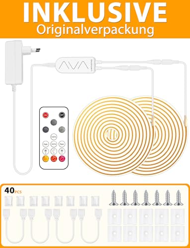 Image of Lamomo COB LED Strip Lights 65.6Ft, 2 Roll Natural White Dimmable Self-Adhesive Led Rope Light with Remote, Flexible Cuttable Waterproof 4000K Silicone Neon Tape Lights for Bedroom, Indoor, Cabinet | Self-Adhesive, Quick Connect, Waterproof, 4000K, 24V Flexible Silicone Neon Tape for Bedroom, Cabinet, 10mm Wide, CRI 90+
