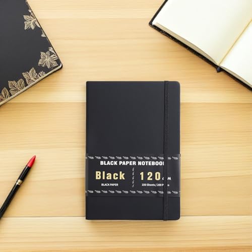 Cuaderno de papel negro A5 ERINGOGO con tapa de cuero PU y 200 páginas vintage 4