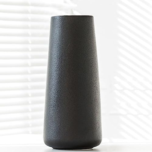 YJFFQ 花瓶 陶器 小さい 一輪挿し 高さ20cm アレンジ 01ブラック 北欧インテリア リビング ホワイト 8*27cm ドライフラワー 白 花びん セラミック花瓶 おしゃれ フラワーベース シンプル 一体型 小さな花瓶 エレガント リアルな造花