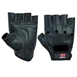 BTR BORN TO RACE Men's Leather Driving Gloves Fingerless Bus Driver Gloves Vegan Pu Leather Half Finger Fashion Classic Gloves (All Black, 2XL)