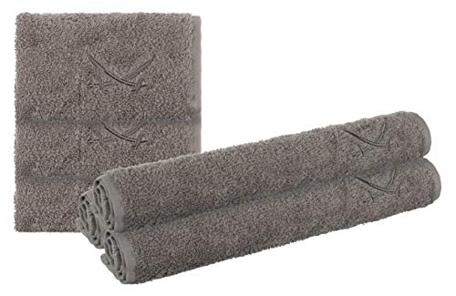 Sansibar Seiftücher 6er Set mit gesticktem Säbel Logo Handtuch Gästetuch 100% Baumwolle 30x30 cm Taupe