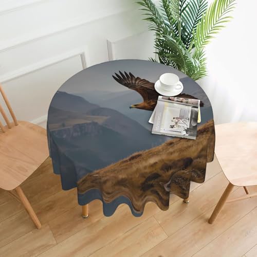 QAZWZML Bedruckte r&e dekorative Tischdecke, Motiv: Der Flug des goldenen Adlers, Picknickdecke, 152,4 cm, geeignet für Familienessen, Picknicks
