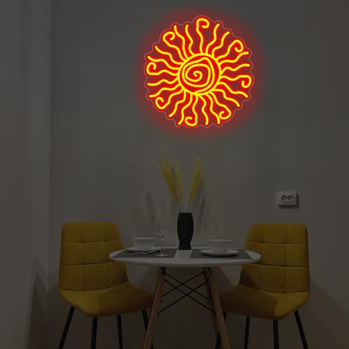 Image of Wacky Sun Neon Sign LED Night Lamp for Room Wall Decor Sun Sign Bedroom Aesthetic Sunrise Sunset Neon Sign for Party Art Neon Design for Bedroom Home Bar Room Decor Gift