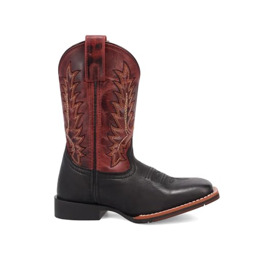 Dan Post Boots Kids Boys Dexter Embroidered Square Toe Pull On Casual Boots Mid Calf - Black - Size 6 D