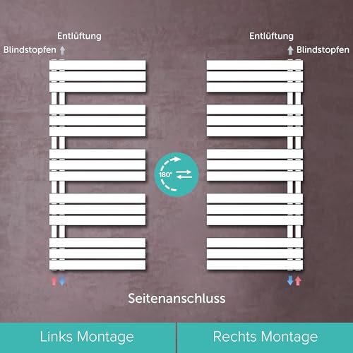 doporro Heizkörper Bad Handtuchheizkörper 131x60cm Badezimmer Badheizkörper Badheizung Handtuchtrockner Handtuchwärmer Seitenanschluss Weiß