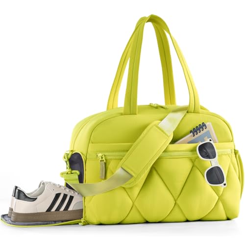 Women's Duffle Gym Bag, Carry-On Shoe Compartment for Weekender Overnight