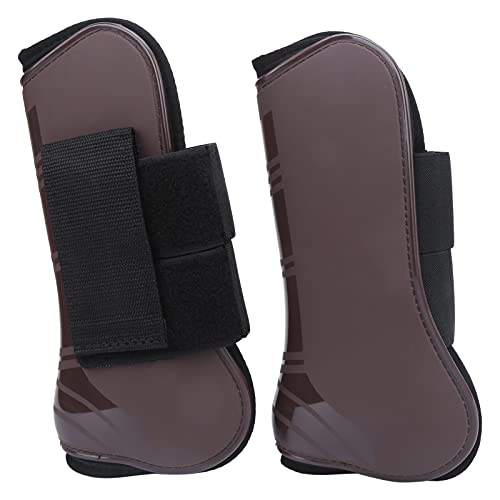 Qukaim Protector de patas de caballo, protector elástico de poliuretano grueso para las articulaciones, delantero y trasero, marrón, talla M, suministro de caballos
