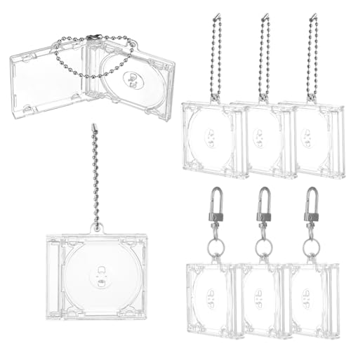 DELORIGIN 12 ensemble de Mini Porte Clés D'Album Vierge Étui Transparent pour Couverture D'Album Kits de Porte Clés Petit Cadre Photo en Plastique Porte Clés Porte Disque Pendentif pour Sac à Dos