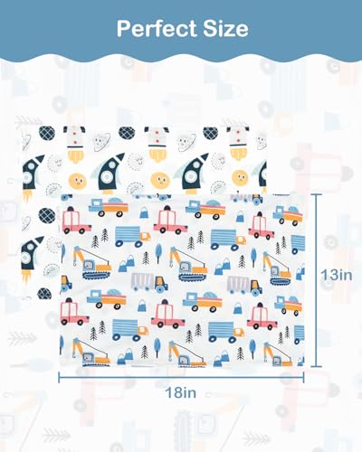 Image of ALVABABY Toddler Pillowcases Stretchy Soft Kids Pillow Cover 2 Pack Fit 13 inchx 18 inch or 12 inchx16 inch Envelope for Girl Boy Travel