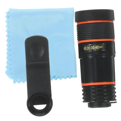 SKISUNO Lente Monocular 8X para Teléfono Móvil, Lente Macro De Alta Definición Clip Ajustable, Material Resistente, Color Negro, Accesorio Portátil para Fotografía y Exploración
