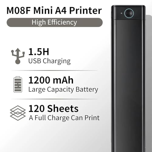 Image of Thermal Printer, Wireless Portable Printer, Supports 8.26 inchx11.69 inch A4 Thermal Paper,Small Mobile Printers for Car & Office