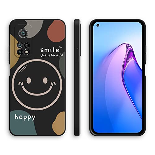 XINYEXIN Cover per Xiaomi Mi 10T 5G / Mi 10T Pro 5G, Custodia in Silicone Morbido Antiurto Ultrasottile con Motivo Carino, Design a Bordo Dritto - Smile, Black