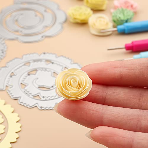 8Pcs 3D Flowers Spiral Metal Cutting Dies for Card Making DIY Scrapbooking Embossing Stencil Die Cuts Punch Template Mould Arts Crafts Metal Cutting Dies for Paper Crafting Handmade Crafts