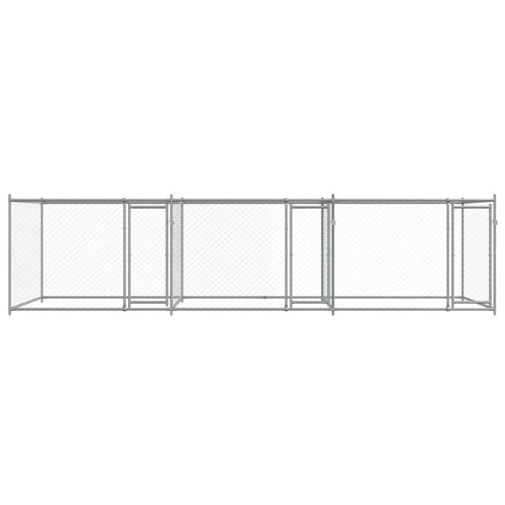 vidaXL Cage pour Chien avec Portes, Chenil pour Chien, Maison pour Chien, Niche de Jardin Terrasse, Gris 6x2x1,5 m Acier Galvanisé