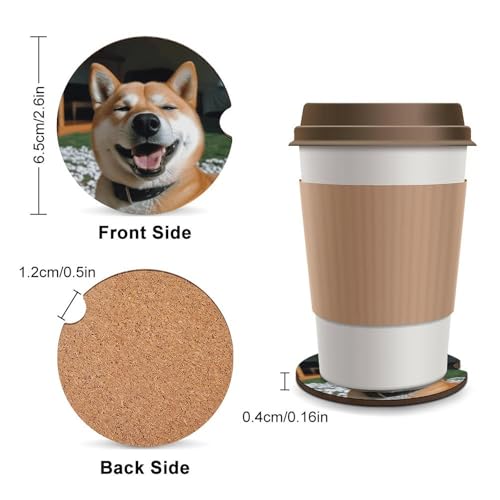 Portavasos para auto con diseño Shiba Inu, 2 piezas miniatura 2