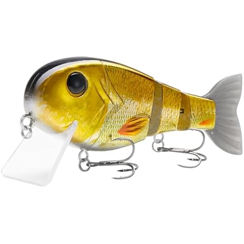 BASSROCK Topwater Fishing Lures for Bass Pike Salmon Floating Swimbait Jointed Crankbait Freshwater Saltwater 4.9in/1.76oz RK1001 Cover