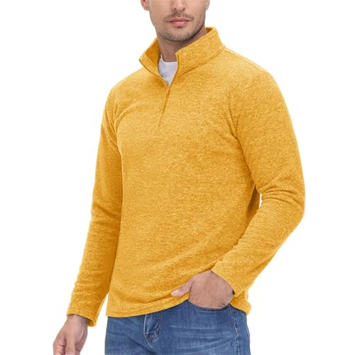 Men's Quarter Zip Fleece Pullover Spring Long Sleeve Casual Sports Sweatershirt Turtleneck Sweater4