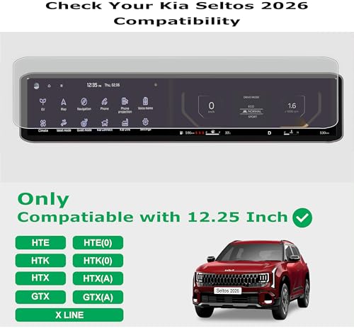 Image of OHAYO 9H Military-Grade Car Display Screen Protector for Kia Seltos 2026 (Matte) | Not Tempered Glass | Full Edge-to-Edge Coverage | Scratch Resistant | Ultra HD Clear | Bubble-Free Installation Kit Included