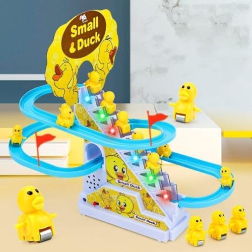 Storio Tweetie Sliding Track Set Toys for Kids - Ducklings Stair Climbing Toys for Kids, Escalator Toy with Lights and Music with 3 Duckling