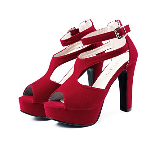 GATUXUS Women's Platform Chunky High Heels Sandals Open Toe Ankle Strap Sexy Dress Sandals Pumps Summer Shoes3