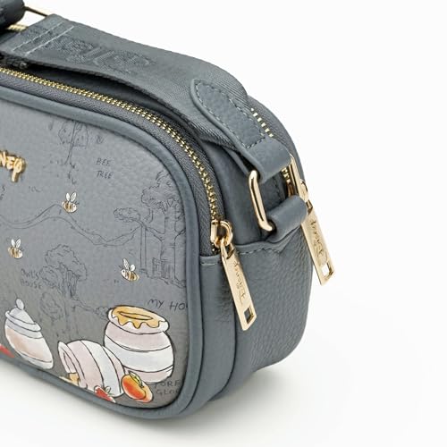 Wondapop - Eeyore Designer Series Double Zipper Crossbody/Shoulder Bag, Gray, A252283