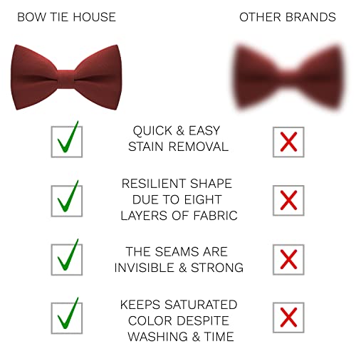 Image of Bow Tie House Mens Bowties Pre-tied Shape Clip on Bowtie Solid Men Formal Wear for kids, baby boys, toddler any age bow ties