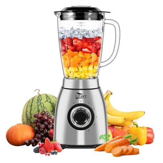 Uten Frullatori da Tavolo 2L, Frullatore Elettrico da 1800 W, Impulso e 5 Velocità, Frullatore Smoothie di Vetro, Alloggiamento In acciaio Inox, usato per Frappè, Macina i Chicchi di Caffè