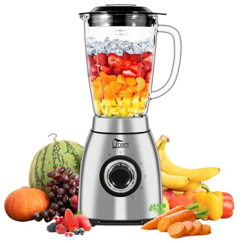 Uten Blender 2L Glass Jug, Smoothie & Food Blender, 5 Speeds, Pulse Function, Kitchen Table Blender...