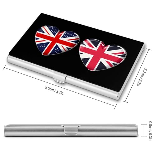 UK Great Britain Heart Flag Business Card Case Pocket Card Holder Slim Card Wallet for Men Women2
