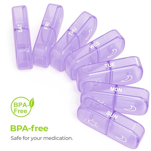 Image of AUVON Weekly Pill Organizer 2 Times a Day, One-Sided Opening, Easy to Use