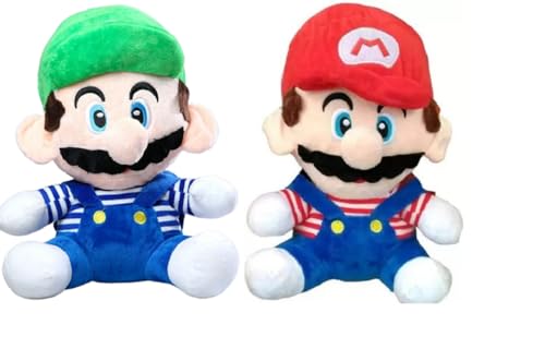 Image of A Little Swag Super Cute Set of 2 Mario Luigi Stuffed Toys, Plush Cartoon Characters Teddy Bear for Girls, Boys, Kids, Mario Fans, Birthday Gift, Theme Parties, Home Decor
