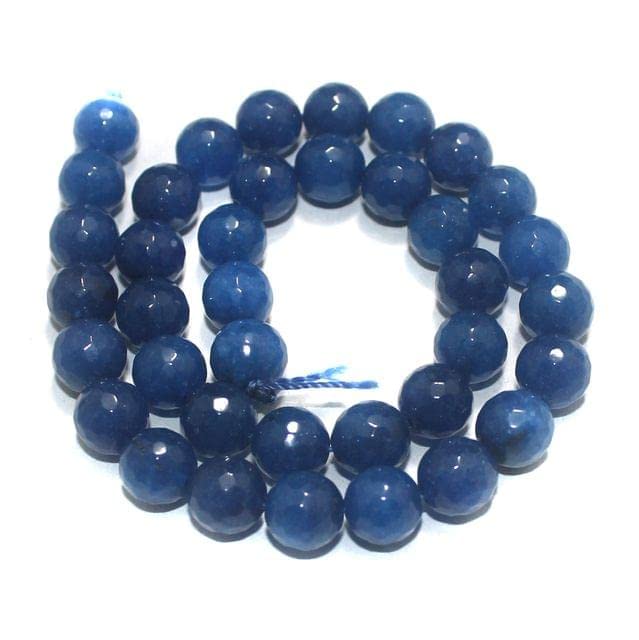 Zoya Gems & Jewellery 10mm Blue Sapphire Jade Faceted Gemstone Beads 1 String 14 Inch Length For Jewelry making