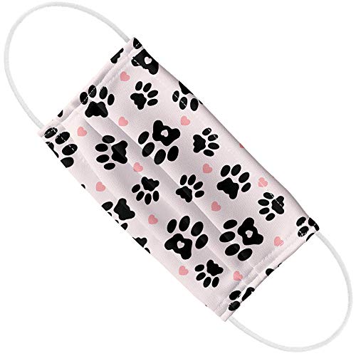 Cat Paws And Hearts Print 1-Ply Reusable Face Mask Covering with Adjustable Nose Wire, Unisex