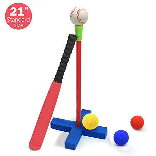 CeleMoon 21-inch Kids Soft Foam Baseball/Tball Set Toys, Different Colored Balls, Carry/Organize Bag