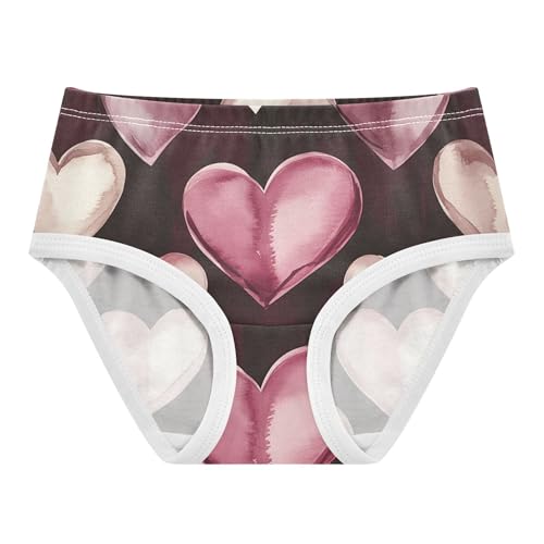 Stylish Girls Underwear Toddler 2t Cotton Cute Panties Girl Valentine Hearts Burgundy Cream Briefs Kids Undies