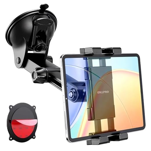 OHLPRO Tablet Holder for Car Dashboard & Windshield, Long Arm Suction Cup Tablet Mount Fits 5-17" iPad Pro/Air/Mini, Stable iPad Car Mount for Truck/SUV/Semi, Ideal Tech Gift for Drivers & Traveler