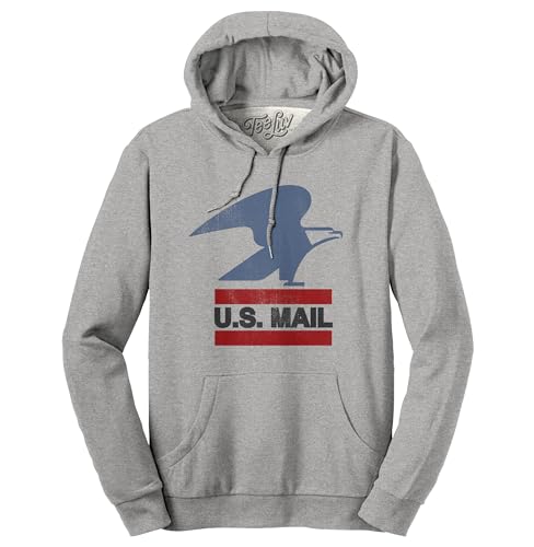Tee Luv Mens Faded U.S. Mail Eagle Hoodie - Hooded USPS Logo Sweatshirt Oxford Gray L