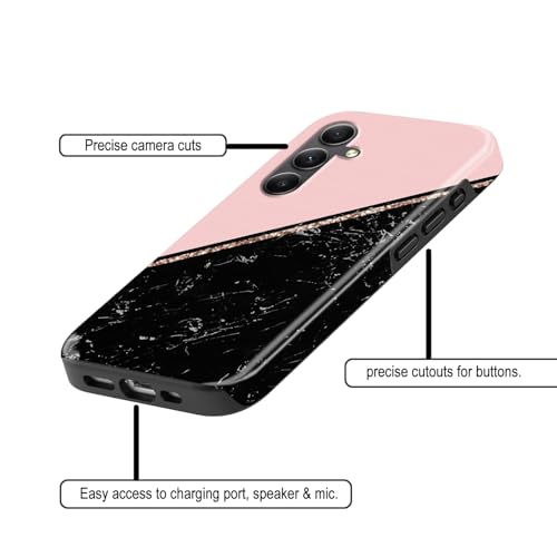 Image of COLORflow Back Cover Compatible with Samsung Galaxy A34 5G | Beautiful Black Pink Marble | Designer Printed Glossy Armoured Bumper Back Cover Compatible with Samsung Galaxy A34 5G