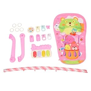 Baby Gym Speelkleed, Peuter Zuigelingen Roze Cartoon Heteluchtballon Dierlijk Patroon Muzikaal Licht Gym Mat Baby Kick Piano Mat