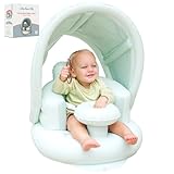 Inflatable Baby Seat for 3-36 Months w/Built-in Pump & Detachable Canopy, Sit Me Up Floor Seat for Baby w/Safety Straps, Inflatable Infant Chair, Blow Up Chair for Indoor/Outdoor, Travel