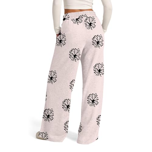 Women's Solid Color Flowy Sweatpants Wide Leg Casual Drawstring Jogger Pants High Waist Striped Sports Pants2