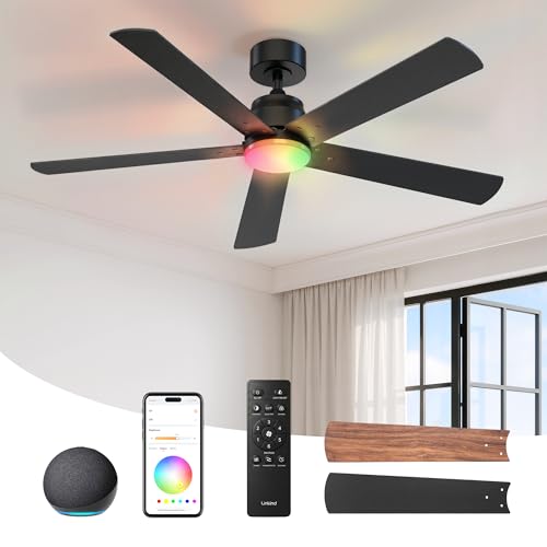 Linkind Matter 52 Smart Ceiling Fan with Lights Remote for Bedroom Black