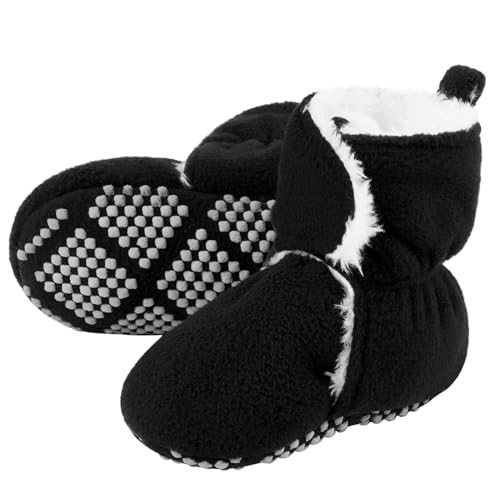 Image of Pro Goleem Plush fleece Baby Booties, Warm Soft Baby Slippers, Stay On Sock Shoes, Easy to Put on, Cozy Non-Slip Adjustable Newborn Boots for Boys and Girls, Unisex Baby Gifts