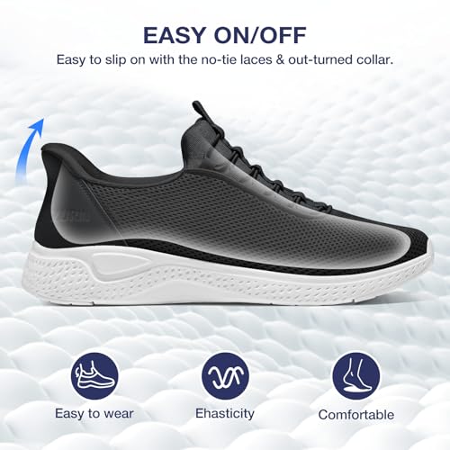 ZURIN Mens Slip On Walking Sneakers with Arch Support,Lightweight Breathable Non Slip Tennis Running Shoes for Athletic Workout Gym Work2