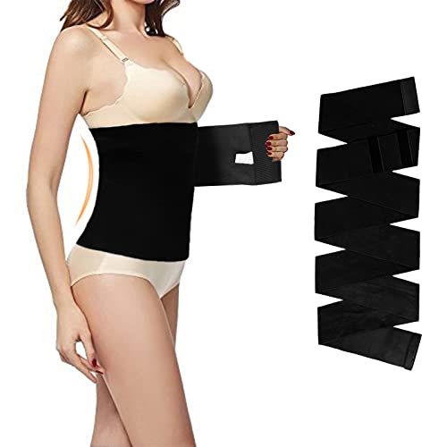 Tiktok Waist Trainer,Snatch Up Wrap Bandage,Tummy Wrap Sweat Wraps Waist Trimmer Belt,Adjustable Comfortable WrapTummy Wrap Belt for Women(4M Black)